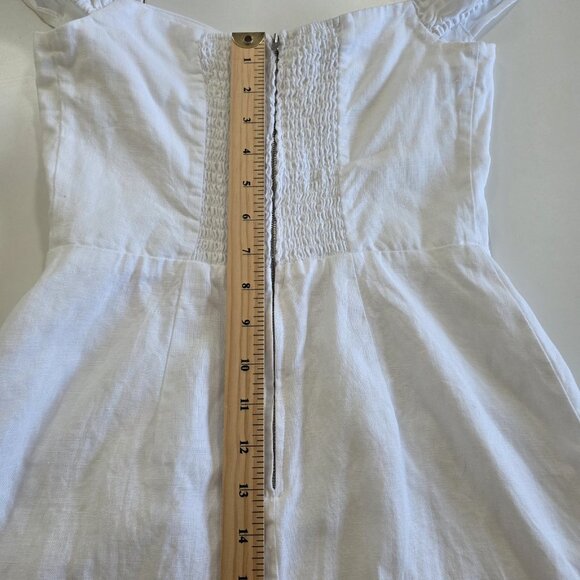Reformation Linen Mini Dress Sz 2 White Smoked Back Lined Sleeveless Monochrome - Picture 5 of 15